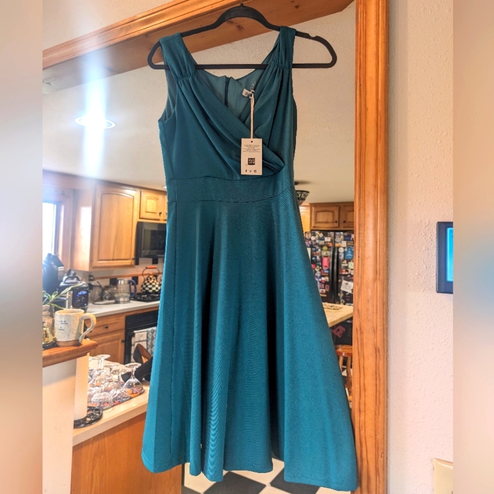 Grace Karin Teal Midi Dress